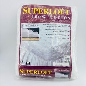 Vintage Superloft White 100% Cotton Mattress Pad X-Long Twin 38" X 80” USA NOS
